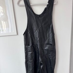 Zara Black Leather Overalls